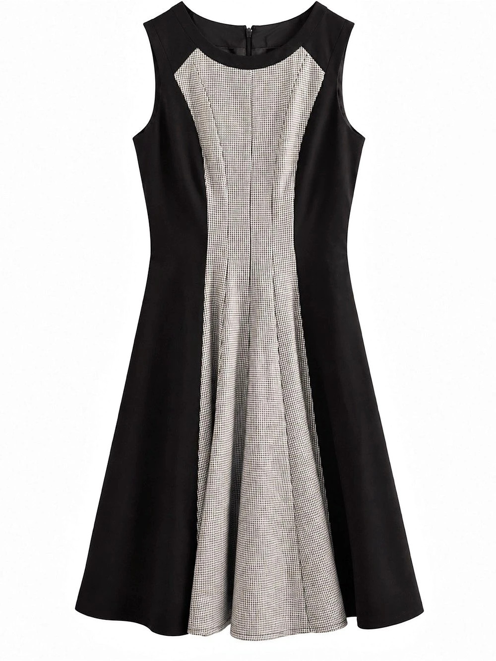 Calvin Klein Houndstooth Panel Midi Dress in Black & White Like New